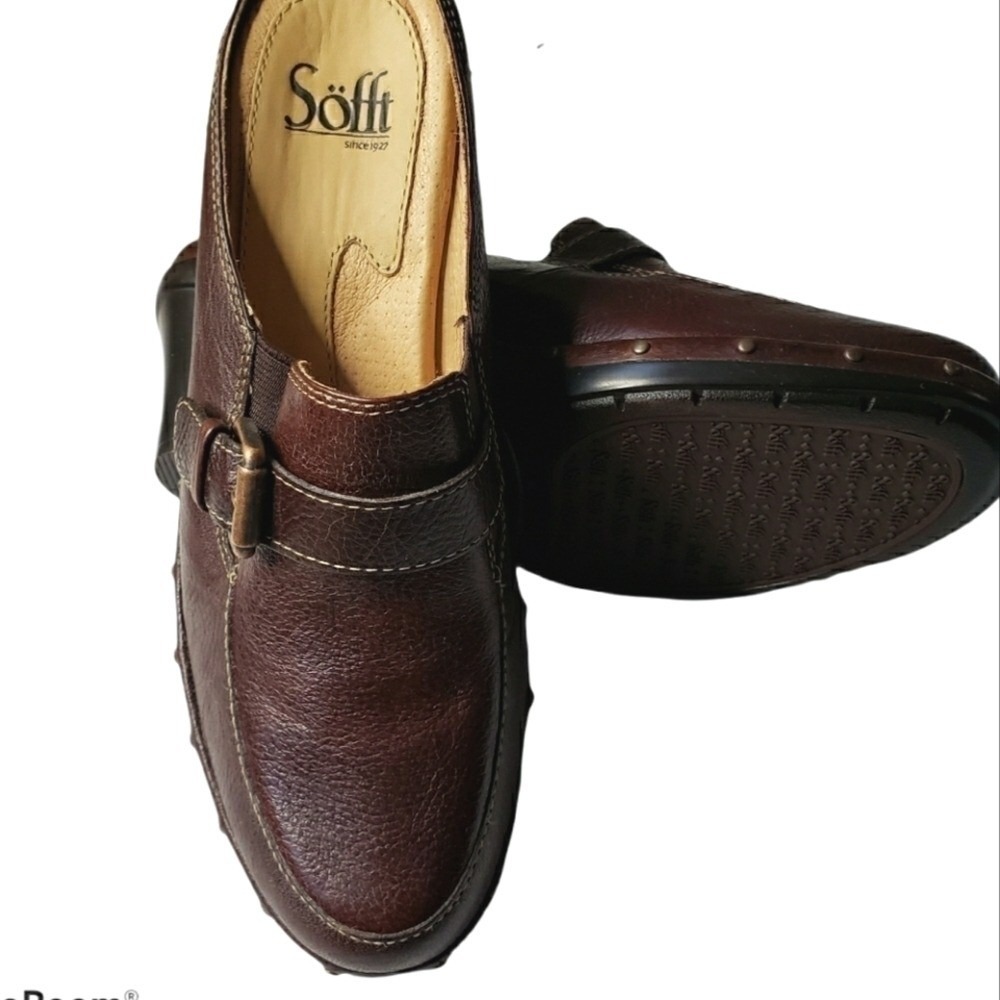 SOFFT - New‎ Dark Brown Leather Healed Mule Size 7M
